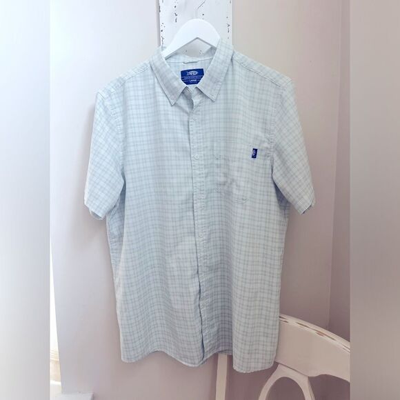 AFTCO light Blue-Green Casual Button Down Shirt; Size Large - Picture 1 of 4